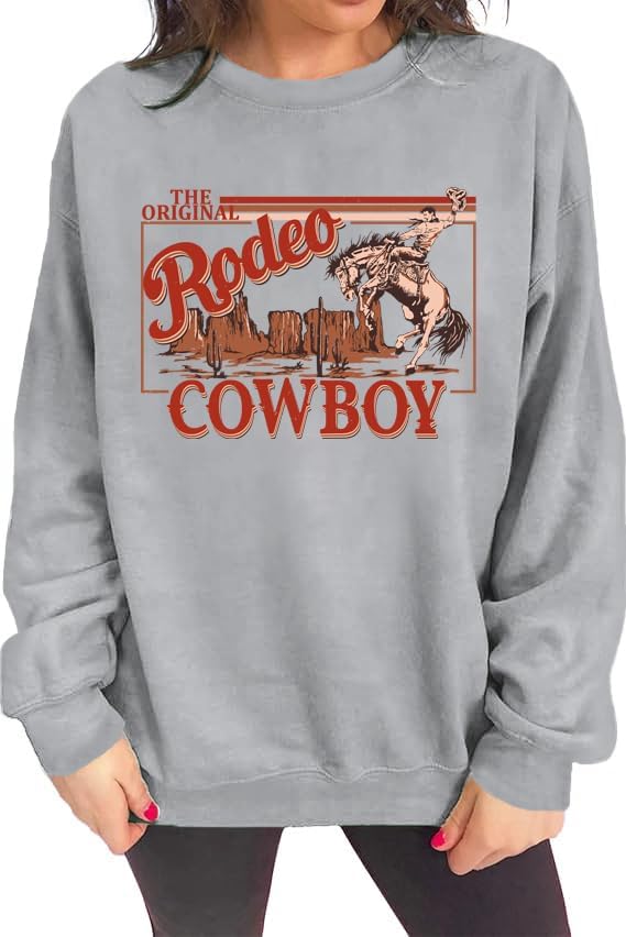 Womens Western Sweatshirt Cowgirl Sweaters Vintage Graphic Country Concert Outfits Long Sleeve Rodeo Shirts