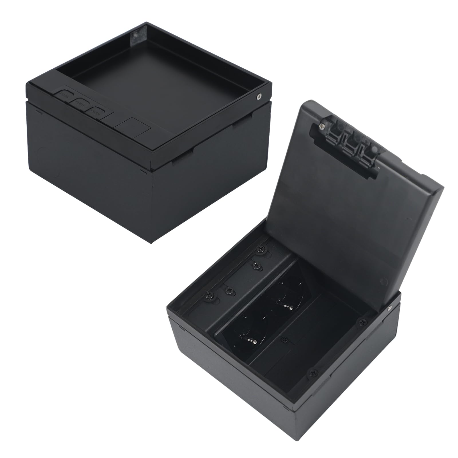 Presa da terra invisibile a scomparsa, in acciaio inox, presa a scomparsa, scatola da incasso a terra, prese da incasso, colore nero, prese da pavimento per prese (2 x Schuko)