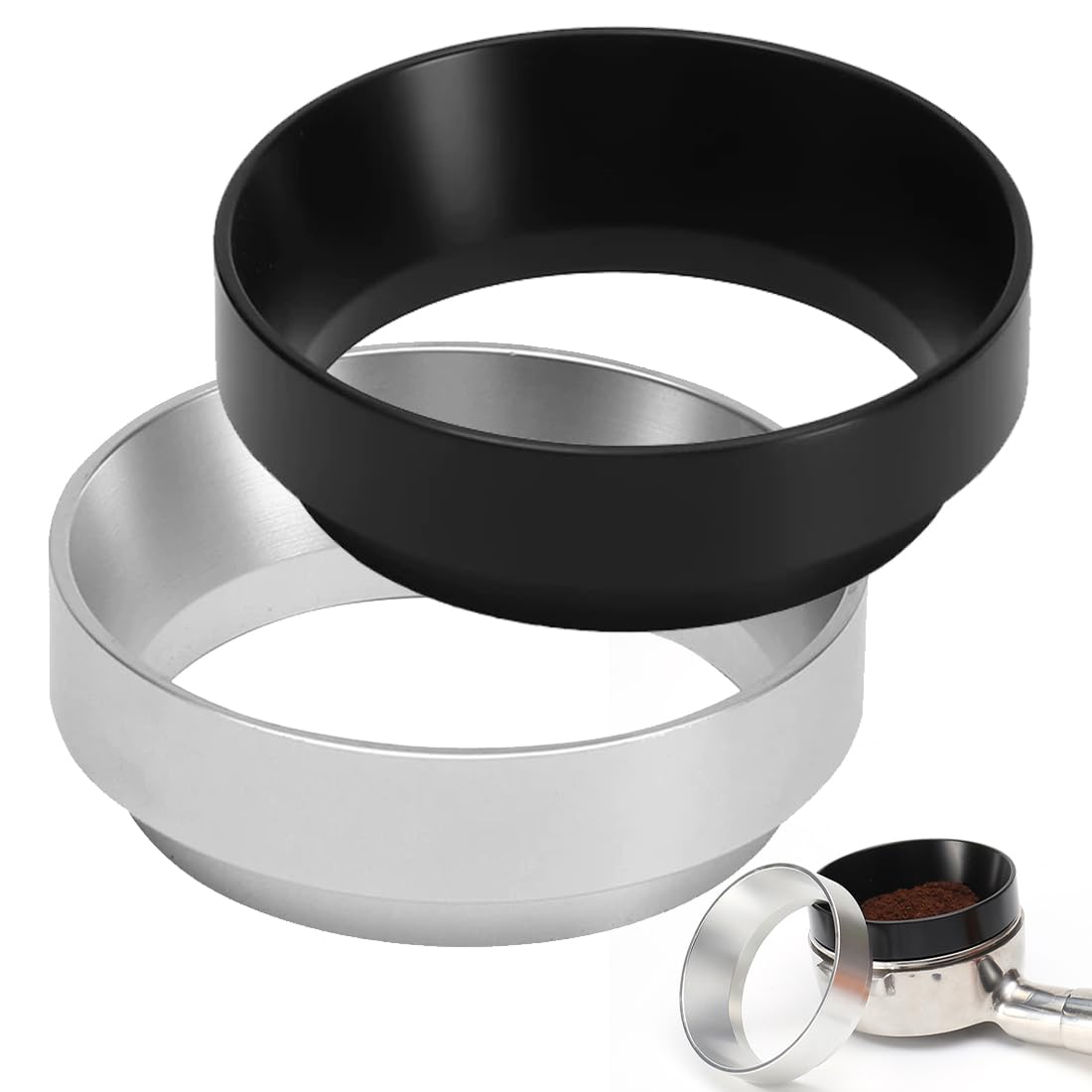2 Stück Kaffee Dosierring 51 Mm,Magnetisch Dosiertrichter,Aluminium Espresso Trichter,Kaffeedosierring Für Fülltrichter,Brühschüssel,Siebträger Zubehör,Kaffeepulver Exakten Abfüllen