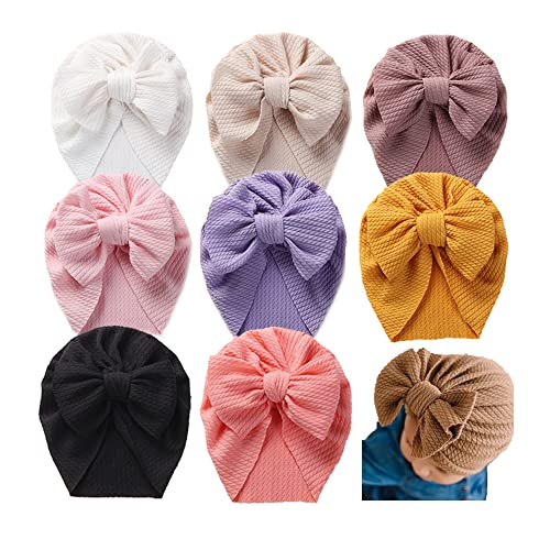 Image of Yili Maizi Baby Girl Hat with Disc Flower Newborn Infant Toddlers Beanies Caps Hats Baby Kids Knotted Turbans Headband Cap…