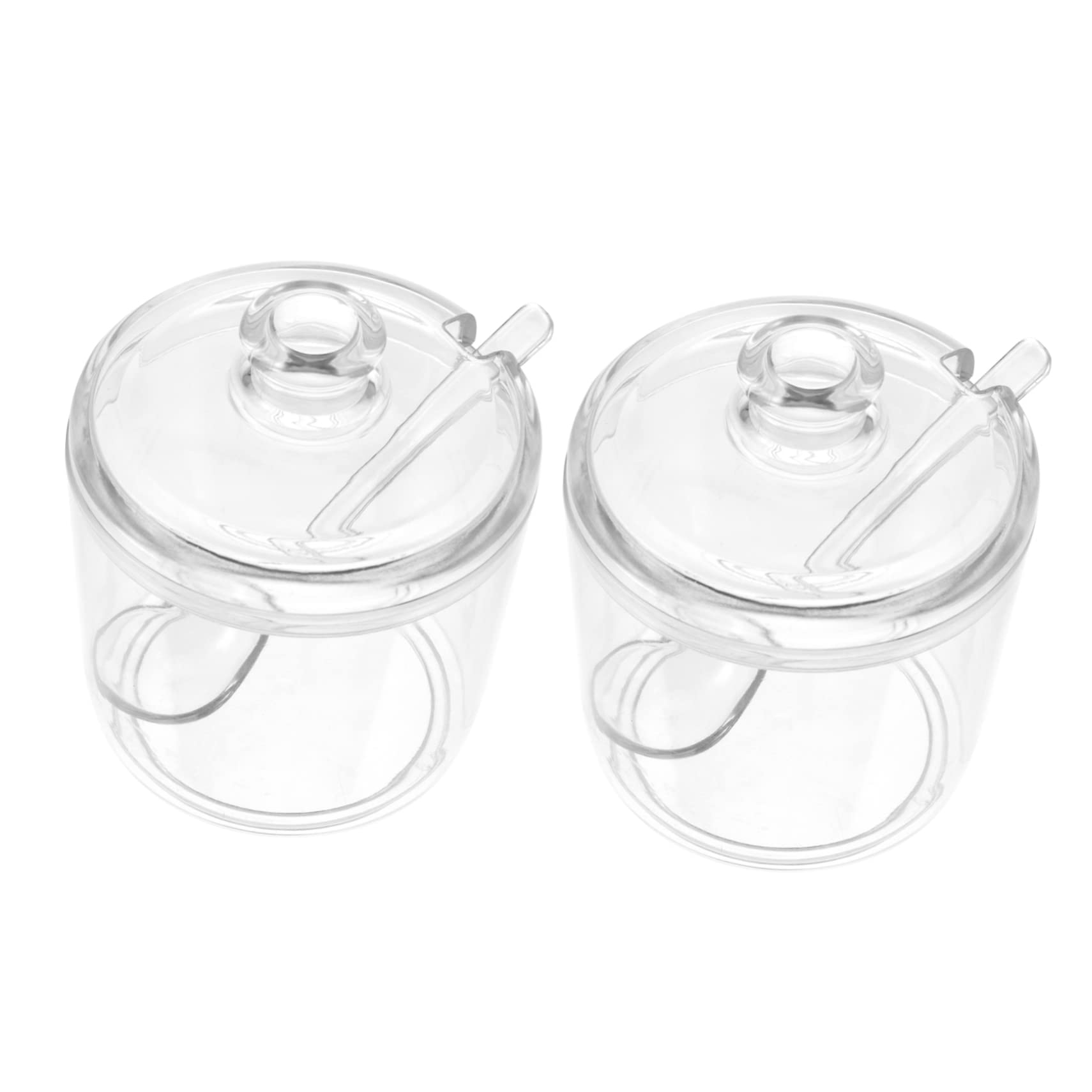Set 2 Barattoli Per Condimenti Trasparenti 600ml Con Coperchi E Cucchiai - Zuccheriera E Speziera Da Cucina Bianca