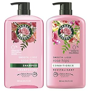 Herbal-Essences-Shampoo-and-Conditioner-Vitamin-E-Rose-Hips-and-Jojoba-Extract-Smooth-Collection-Bundle Herbal Essences Shampoo and Conditioner Set, Vitamin E, Rose Hips and Jojoba Extract, Smooth Collection, 29.2 Fl Oz Each