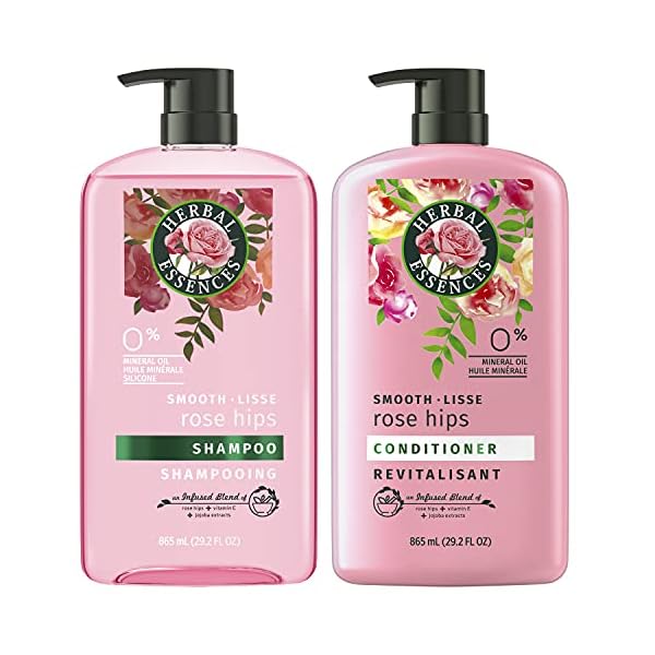 Herbal-Essences-Shampoo-and-Conditioner-Vitamin-E-Rose-Hips-and-Jojoba-Extract-Smooth-Collection-Bundle Herbal Essences Shampoo and Conditioner Set, Vitamin E, Rose Hips and Jojoba Extract, Smooth Collection, 29.2 Fl Oz Each