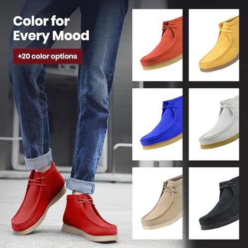 Image of Amali Casual Chukka Boots for Men, High-Top, Lace Up Suede Men's Shoes, Desert Boots with Crepe Rubber Sole