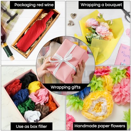 Image of NEBURORA Assorted Color Tissue Paper Set 60Sheets 10 Colors Gift Wrap Paper | Art Paper Crafts, Suitable for Festival DIY, Gift Packaging, Crafts, Birthday, Theme Party Decoration