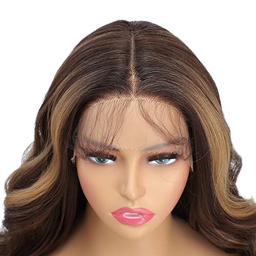 X-TRESS X-Tress HighLight Lace Front Wig 26'' Long Wavy Hair Synthetic 13x4x1 Pre-Plucked Baby Hairline T Part Middle Part Natural Looking (TT4/27) - Image 4