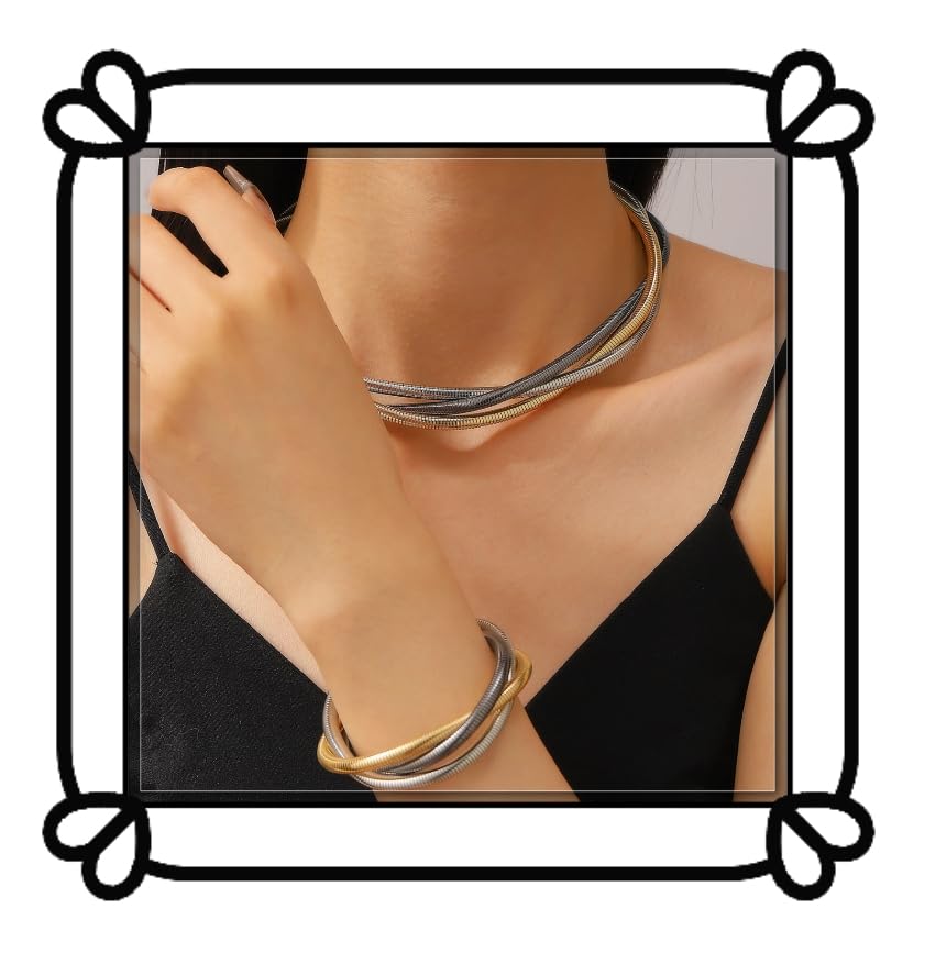 Collier ras du cou et bracelet serpent bicolore, la solution pour associer l'or et l'argent