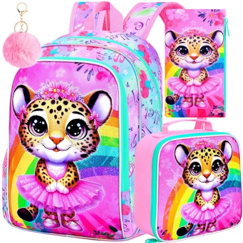 Image of WZLVO 3PCS Kids Backpack for Girls, Unicorn Dinosaur Animal Prechool Elementary Kindergarten School Bookbag with Lunch Box