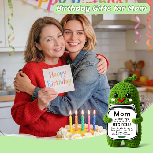MAMAGIFTREE Valentines Mom Gifts from Daughter or Son, Birthday Gifts for Mom,Crochet Pickle Plush “Big Dill” Gift for Mother in Law or Stepmom Funny I Love You Mama, Small Cute Room Decor - Image 5