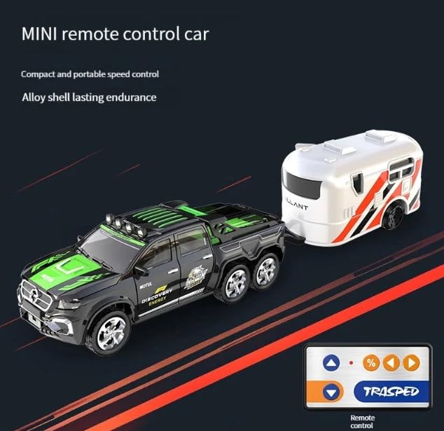 Image of Mini Alloy Off-Road RC Car for Kids 6+ 1:64 Scale Remote Control Car Toys Strip Lights, 2.4Ghz, USB Rechargeable (Off Truck -Black)