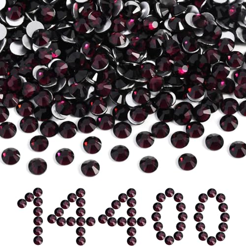 Image of Beadsland Flat Back Crystal Rhinestones Bulk, Amethyst, SS10, 14400pcs | Flatback Glass Gems for Nails Crafts Clothes DIY Decoration, Glue Fix, 2.7-2.9mm