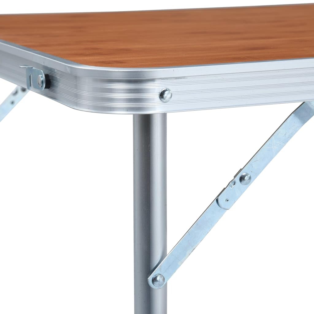 Grau klappbarer Campingtisch aus Aluminium und MDF x, höhenverstellbar bis, mit Tragegriff für Picknick, Balkon, Terrasse, Garten und Campingreisen