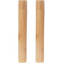 VASANA 2PCS Bamboo Toothbrush Case Portable Toothbrush Container Reusable Toothbrush Holder Personal Cleaning Tools Storage for Daily Use Traveling Camping21CM