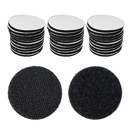 Image of 30 Pairs 1.5 Inch Round Hook and Loop Dots, Double Sided Self Adhesive Tape, Black Nylon Sticky Fasteners for Home, Office, Wall Decor, Carpet Gripper, DIY Projects