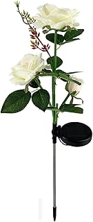 Lámpara decorativa de 3 luces LED para jardín, para exteriores, artificiales, para otoño, arreglos florales secos (blanco, talla única)