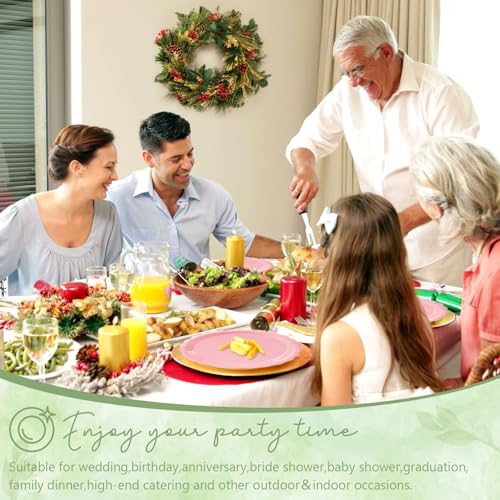 Image of 100 Light Pink Paper Plates and Napkins Disposable for Party, 25-9 inch&25-7 inch