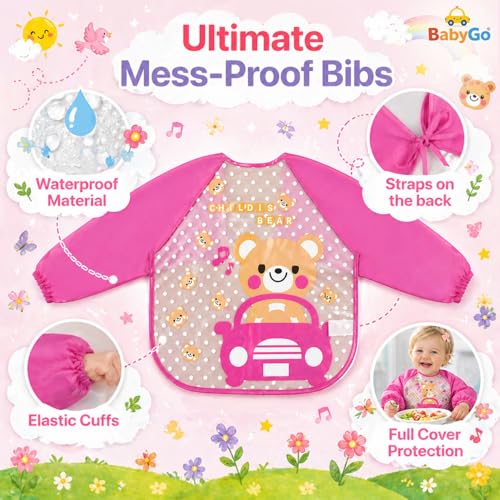 Image of BabyGo Cotton Baby Tie Button Bibs | Soft, Washable Feeding Bibs for Kids, Adjustable, Reusable, Gentle on Skin, Comfortable & Ideal for Mealtime, Perfect for Infants & Toddlers | Multicolor