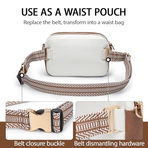 Crossbody Bag for Women, Convertible Belt Bag with Adjustable Strap and Coin Purse (White) - Image 5