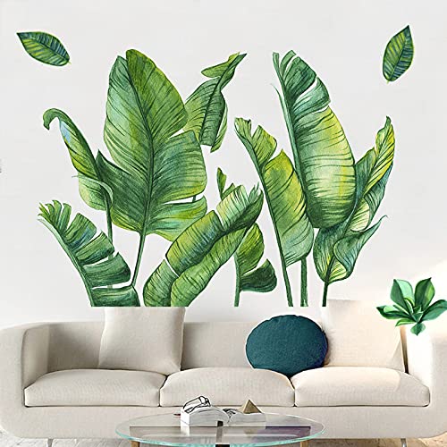 Big Green Leaf Wall Stickers Tropical Plant Leaves Window Decals Decorations Murals Wall Art Decorative Sticker For Kids Living Room Bedroom Nursery Playroom Cute Holiday Jungle Party Decor Supplies #TOP3