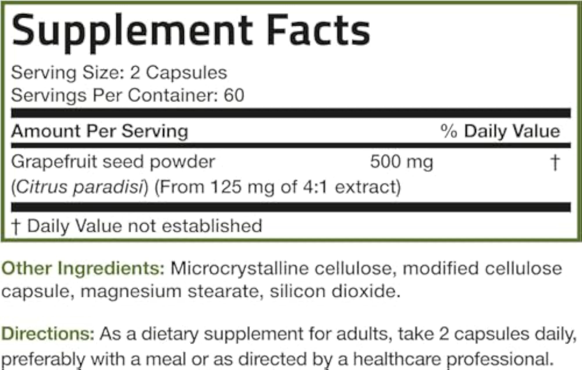 Grapefruit Seed Extract 500 MG Capsules