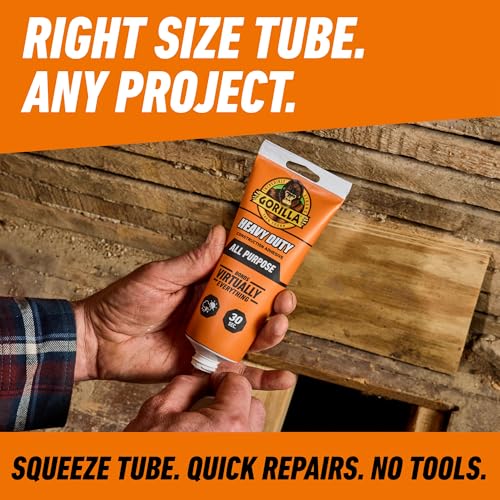 Image of Gorilla Heavy Duty Construction Adhesive, White Glue, 7 Ounce Squeeze Tube (Pack of 1) - Gap Filling and Waterproof