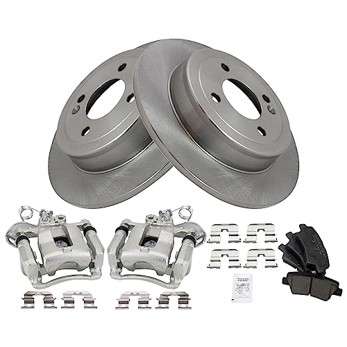 Image of TRQ Rear Brake Pad and Rotor Set Ceramic Solid Rotors Calipers | For 2012-2016 Kia Rio
