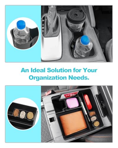 Image of CDEFG 2Pcs for 2026 Nissan Frontier Center Console Organizer Tray for 2022-2025 2026 Nissan Frontier Accessories Middle Console Organizer Armrest Storage Box & Cup Holder