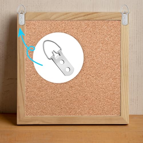 Image of 10 Packs Heavy Duty D Ring Picture Hangers with Screws, Metal Extra Large 2 Holes D Rings Picture Frame Hanging Straps Hook Hardware Kit for Hanging Clock Mirror Artwork Pictures Photo Frame, Silver