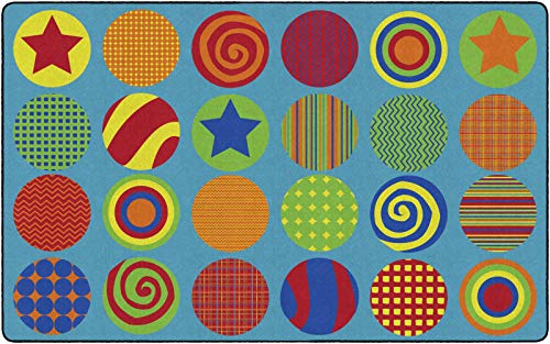 Flagship Carpets Patterned Circles Colorful Multicolor Seating Carpet for a Gathering Place, Children's Classroom Rug or Kids Educational Area, 7'6