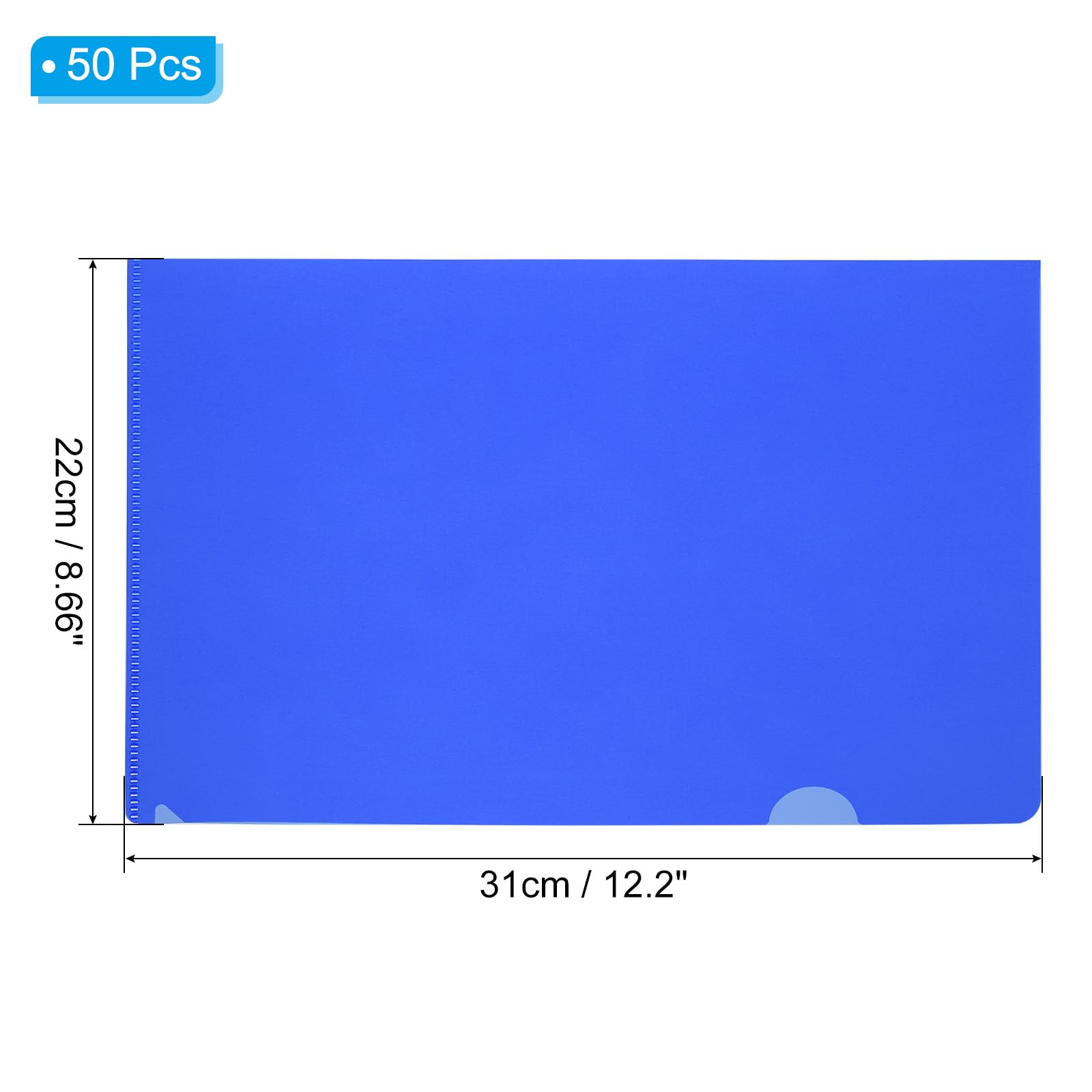 PATIKIL L Type Folders 50 Pack A4 Plastic File Project Pockets Clear Paper Document Jacket Sleeves for Office Dark Blue - Image 2