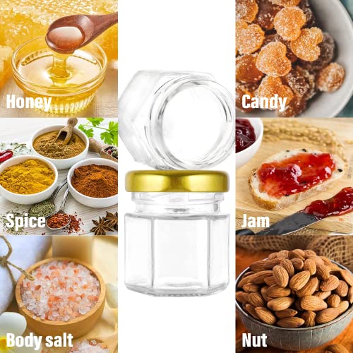 image for GIVAMEIHF Mini Honey jars-1.5 oz, 48 pcs Hexagon honey jars with woode