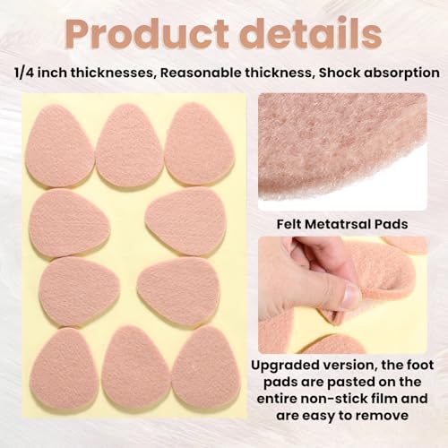 Image of Dimeho 30PCS Metatarsal Felt Foot Pad Foot Metatarsal Pads for Women Men Adhesive Forefoot Pads Forefoot Cushion Pads Ball of Foot Cushion Pain Relief Forefoot Sole Support Foam Foot Cushion Pad