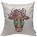 Mugod Housse de coussin amusante en forme de vache avec couronne florale et lunettes de soleil rondes pour homme et femme, décoration d'intérieur, canapé, chaise, 45 x 45 cm