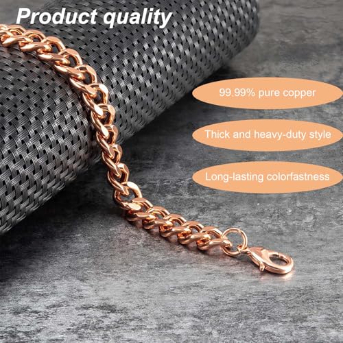 Pure Copper Bracelet for Men - 1 Piece 9 Inches Jewelry Chain Chunky Bracelets Non Tarnish Wrist Chain Valentines Fathers Day Cuban Link Husband Gifts Modernos Minimalist Accessories3
