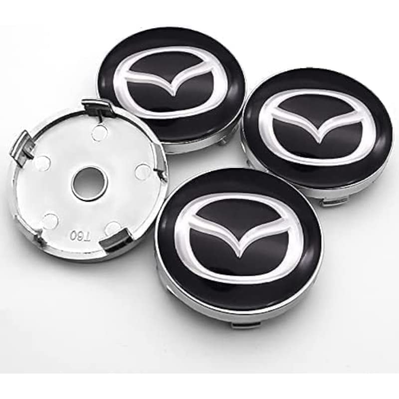 Lot 4 Cache Moyeu 60mm Mazda – Capuchons De Roue Centre Jante ABS Étanchéité Logo – Accessoire Voiture Premium