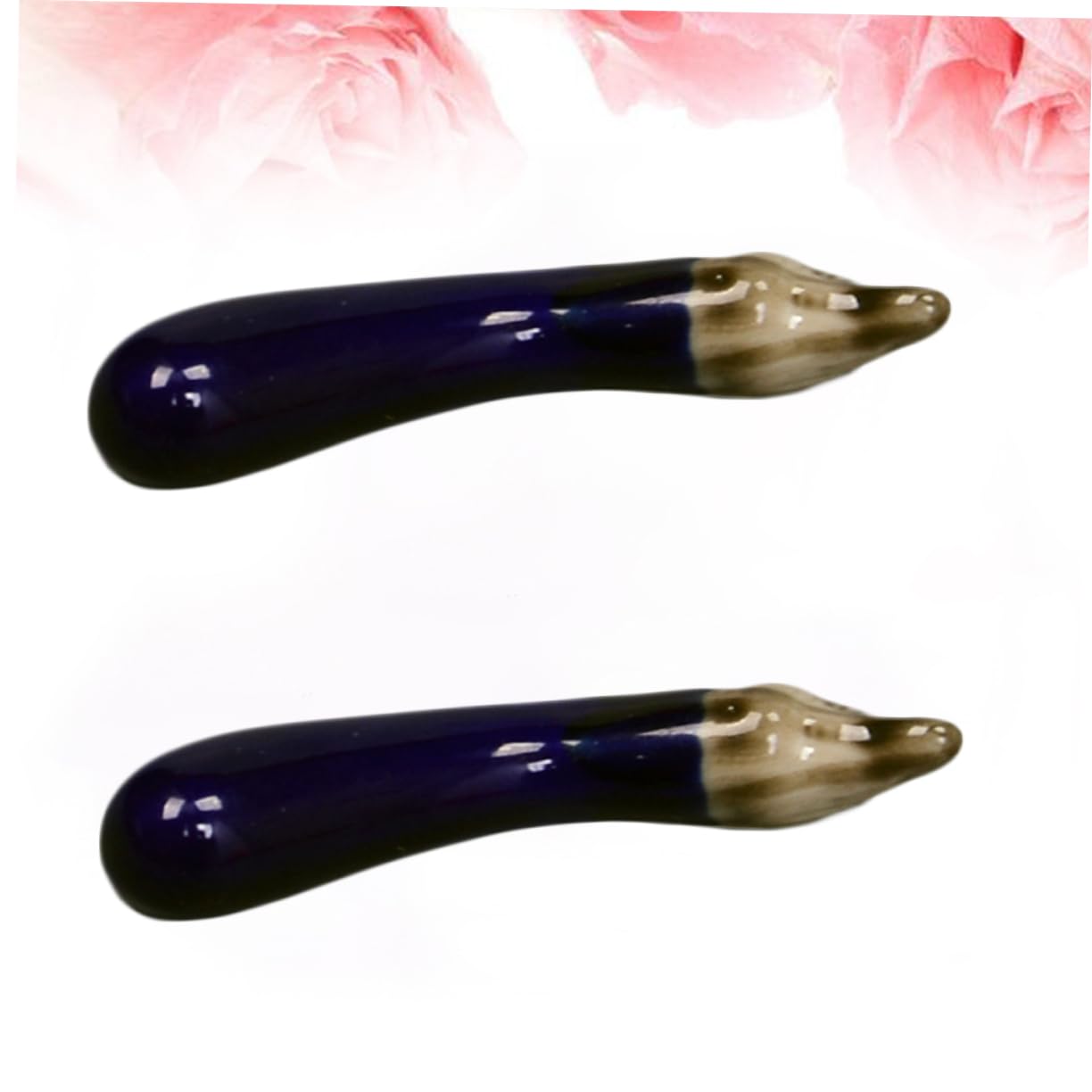 Repose-Baguettes, Supports à Baguettes pour Restaurant, en céramique, Motif Aubergine, Lot de 6, Bleu Marine, 7 x 0,8 x 1 cm