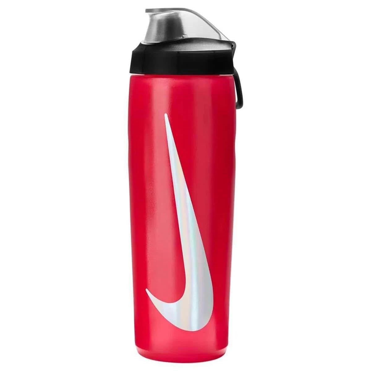 Nike Refuel Bottle Locking Lid 24oz 709 ml Water Bottle Sports Bottle Training Fitness Leakproof, University Red/Black/Silver Iridescent