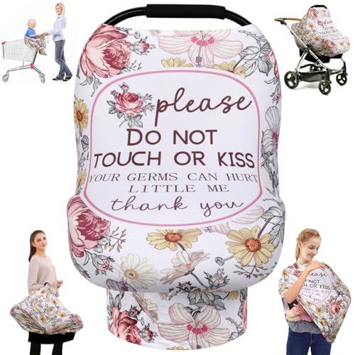 Image of Metplus Breathable Car Seat Cover for Babies, Stretchy Nursing Cover for Breastfeeding, Multi Use Newborn Carrier/Stroller/Shopping Cart, Girl Boy Stroller Cover Gift