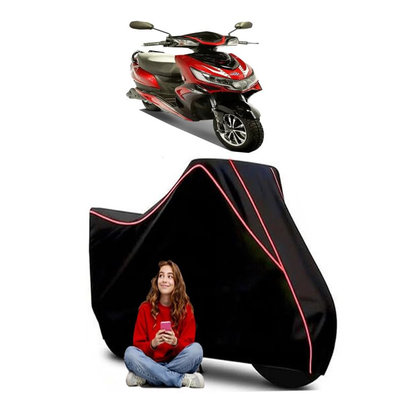Image of Raise Scooty Bike Cover Water Resistant Outdoor Use Universal Fit Scooters Motorcycles Heavy Duty UV Protection Dust Rain Scratch Resistant Elastic Bottom Black Blue Piping