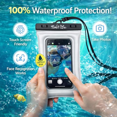 Salt Life Floating Waterproof Phone Case– IPX8 100% Waterproof Phone Case that Floats in Water, Universal Phone Dry Bag with Touchscreen Clear Window, Secure Seal Closure & Lanyard (Catch Me) - image 3
