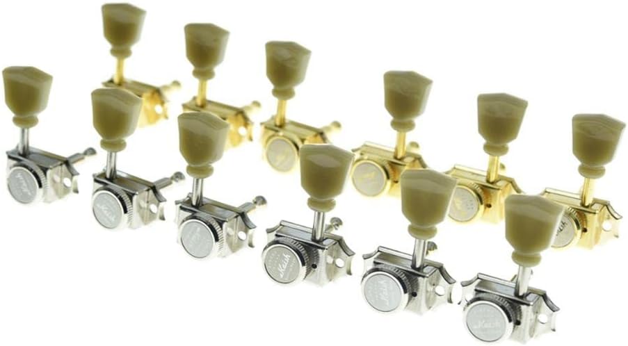 KAISH 3x3 Vintage Style Guitar Locking Tuners Guitar Tuning Keys Pegs Guitar Lock Machine Heads for Les Paul Guitars Gold with Keystone Button
