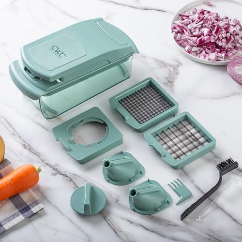 ook with Color Vegetable Chopper - Multifunctional 11 in 1 Vegetable Chopper with Container - Food Chopper to Dice, Chop, Slice, Julienne and Spiralize, Sage by COOK WITH COLOR - Used condition - Image 9