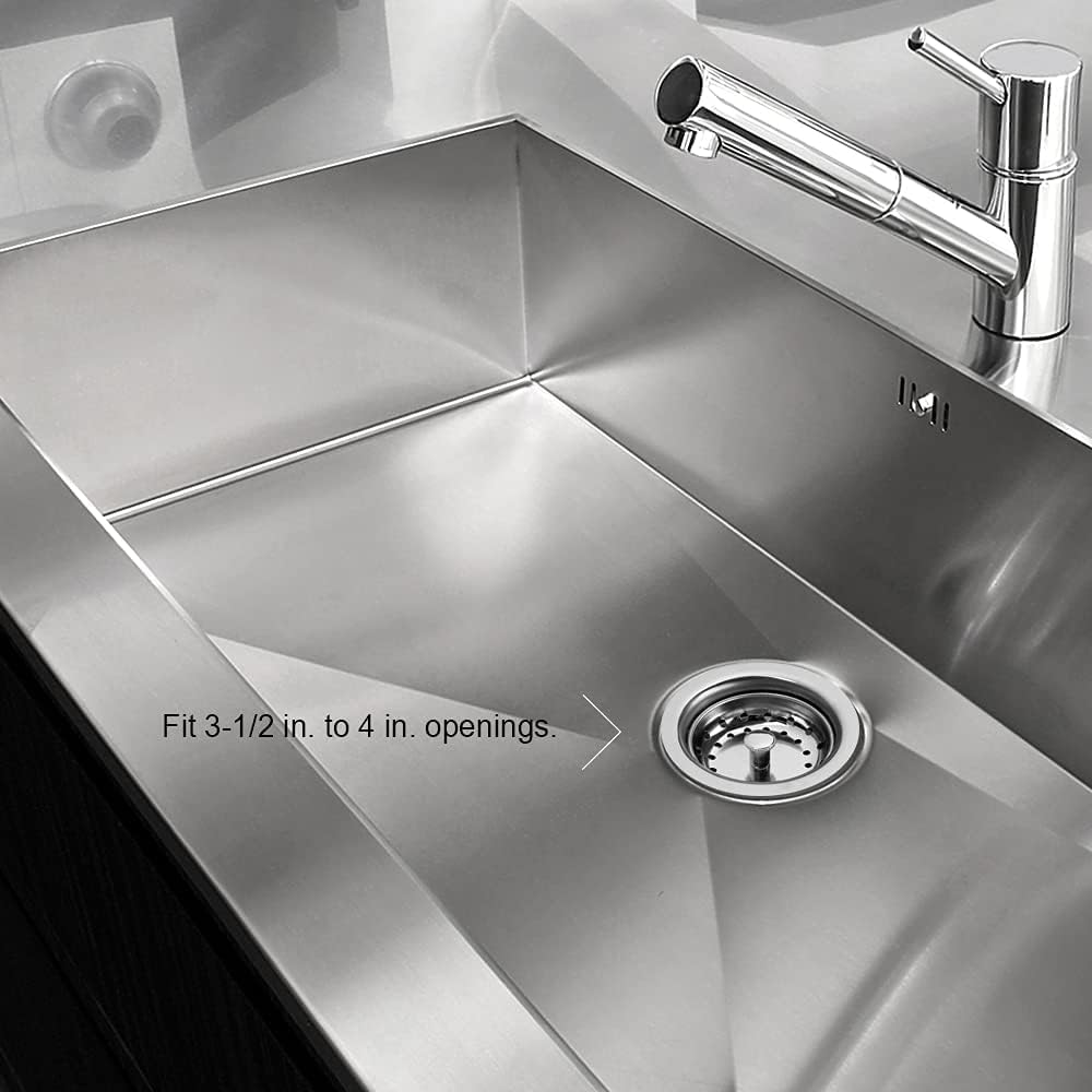 Standard 3-1/2 Kitchen Sink Stainless Steel Drain Assembly with Strainer Basket Stopper/CSA Approved
