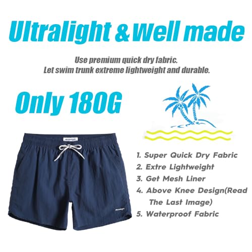 Image of maamgic Mens Swim Trunks 5 inch with Mesh Lining Quick Dry Bathing Suits for Men Swim Shorts Swimwear