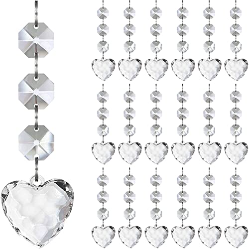 Jishi 30pk Crystal Heart Ornaments for Christmas Tree Decorations, Acrylic ...