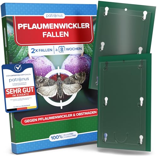 Pflaumenwickler Pheromonfalle [2 Stück] für Früchte ohne Obstmaden, Effektive Pflaumenmadenfalle - Pheromonfalle Pflaumenwickler wetterfest & unauffällig für Pflaumenbäume & Obstgärten