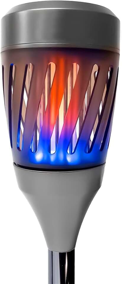 Solar Tiki Torch Lantern ZapperFlying Control with Realistic Flickering Flame Accent Light Solar Powered Rechargeable Garden Lamp (Tiki Black)