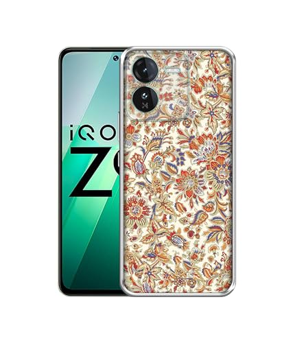 Image of Floral Design Printed Silicon Soft TPU Back Case Cover for iQOO Z9 5G, Multicolour