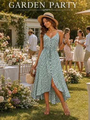 Image of BROVAVE Women's 2026 Summer Casual Boho Sundress Spaghetti Strap Midi Dress