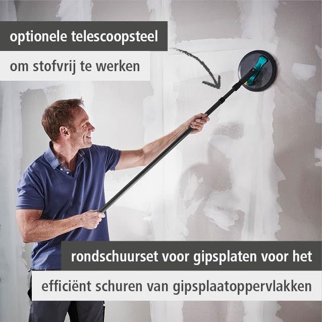 wolfcraft Rondslijperset voor gipskarton 3-delig I 4052000 I Voor het efficiënt schuren van gipskartonoppervlakken - Afbeelding 4